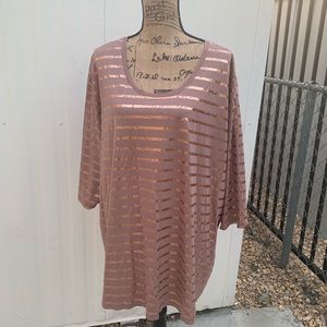 ULLA POPKEN Striped Stretch 3/4 sleeve Tunic 24